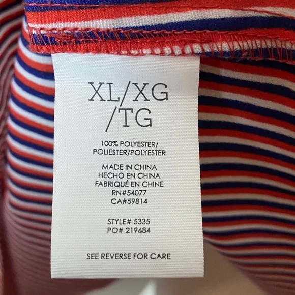 Cabi Franklin Patriot Striped Split Neck Long Sleeve Blouse Red White Blue XL - Picture 8 of 9